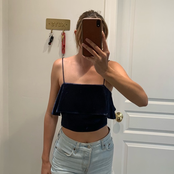 Blue silk crop top - Picture 4 of 5